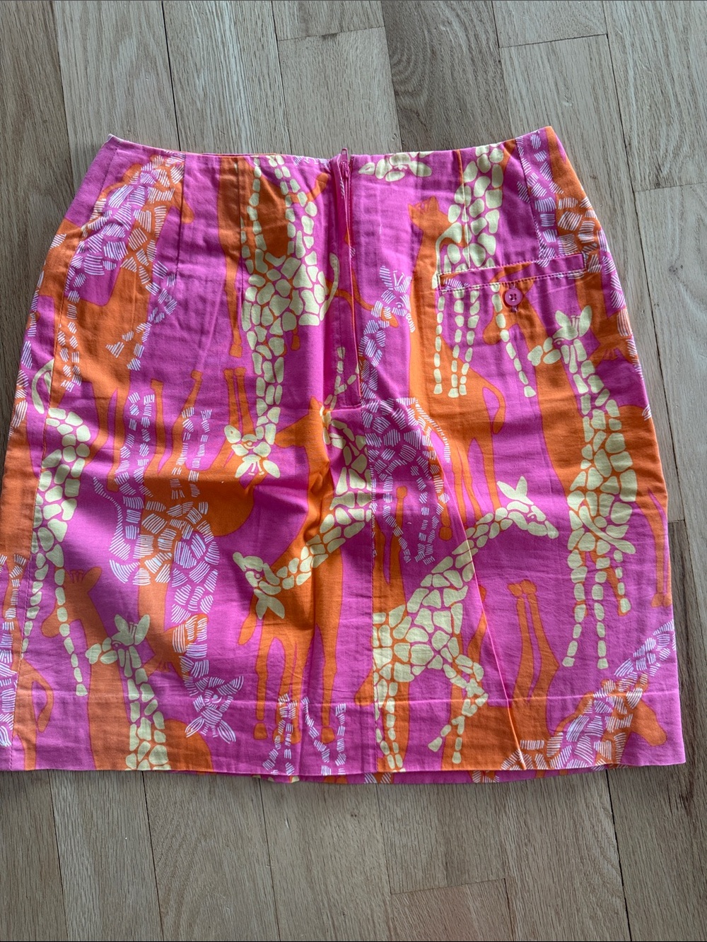 Lilly Pulitzer Pink, Orange & Cream Giraffe Print Mini Skirt - Picture 4 of 4